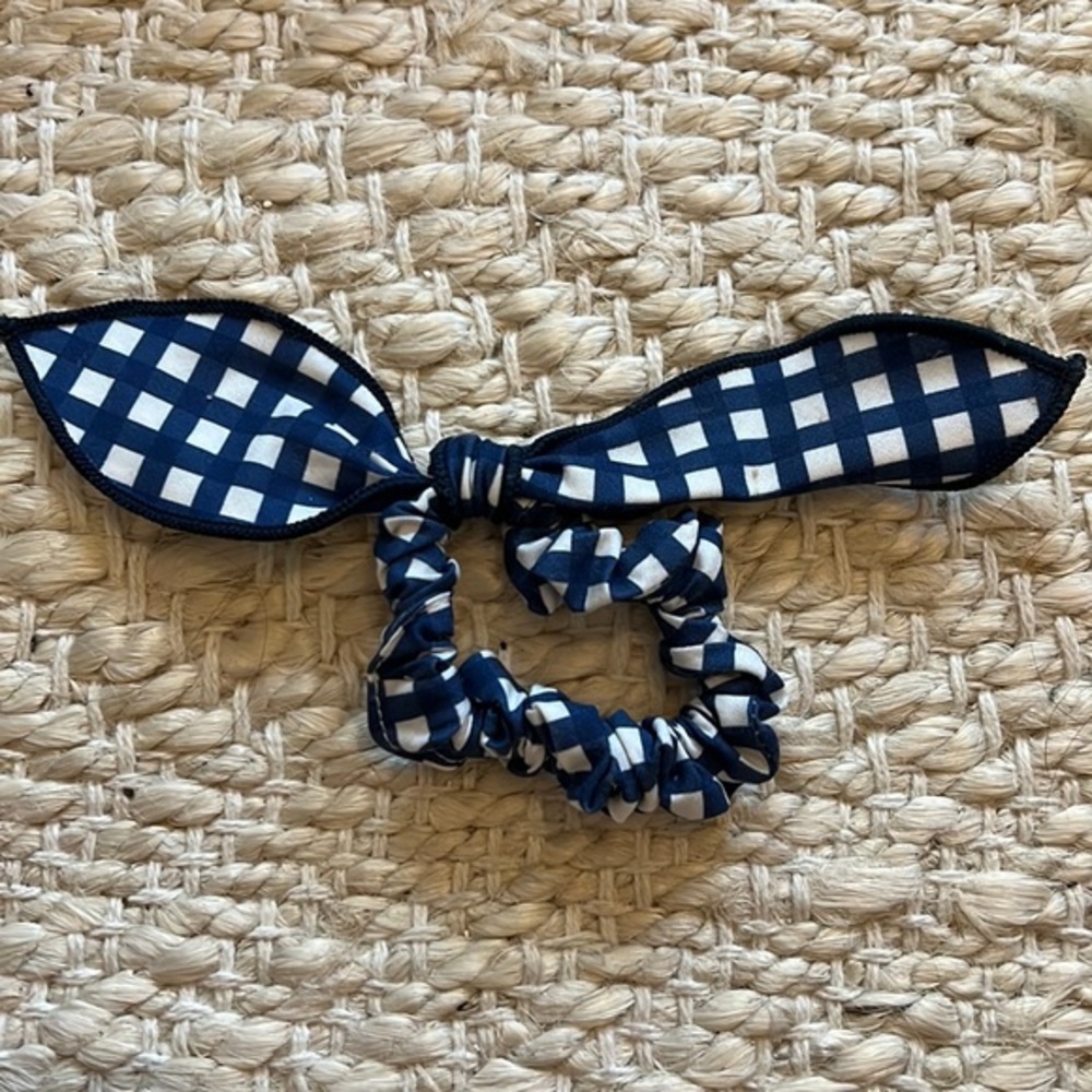 JCrew Blue Gingham Hair Scrunchie with Bow